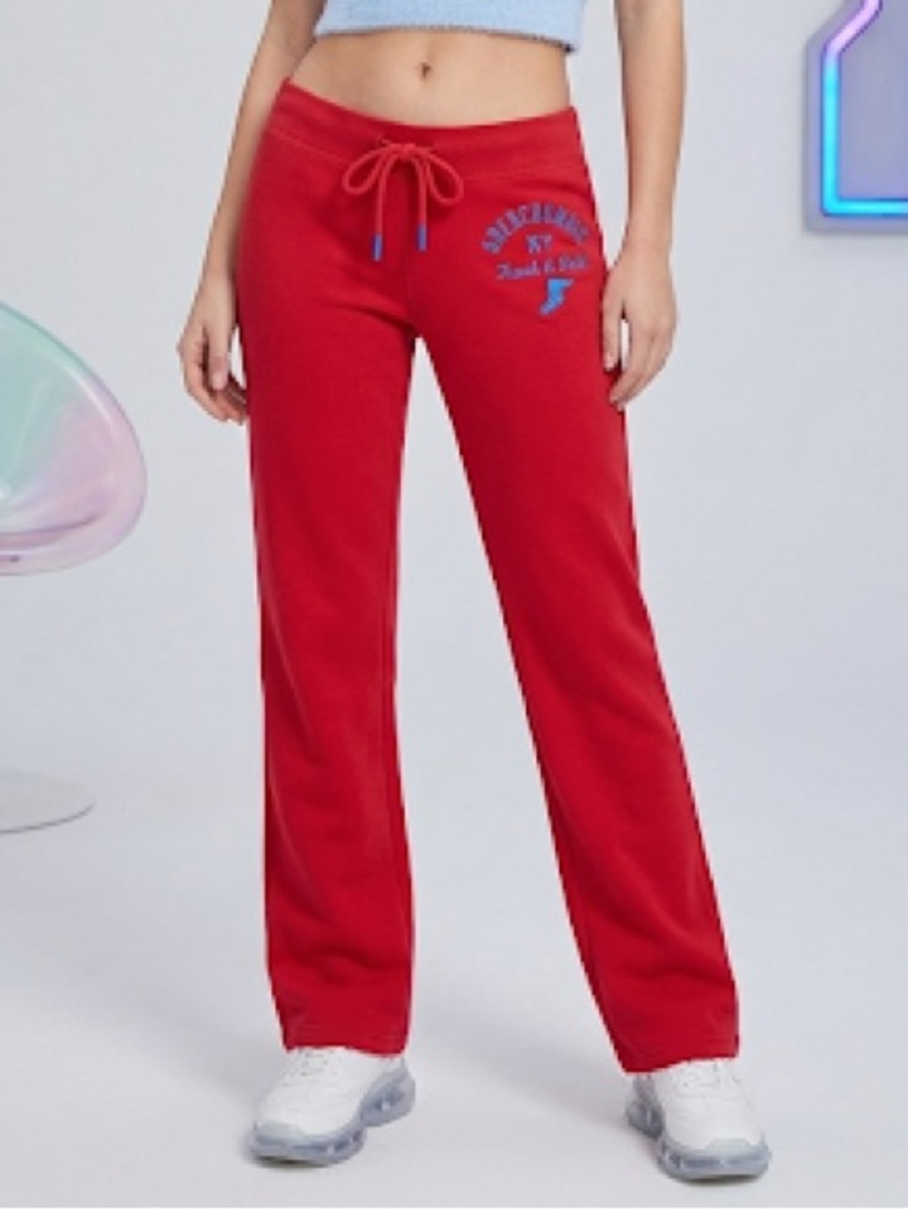 Y2K Abercrombie & Fitch Red Straight Leg Low-rise Sweatpants Size Medium